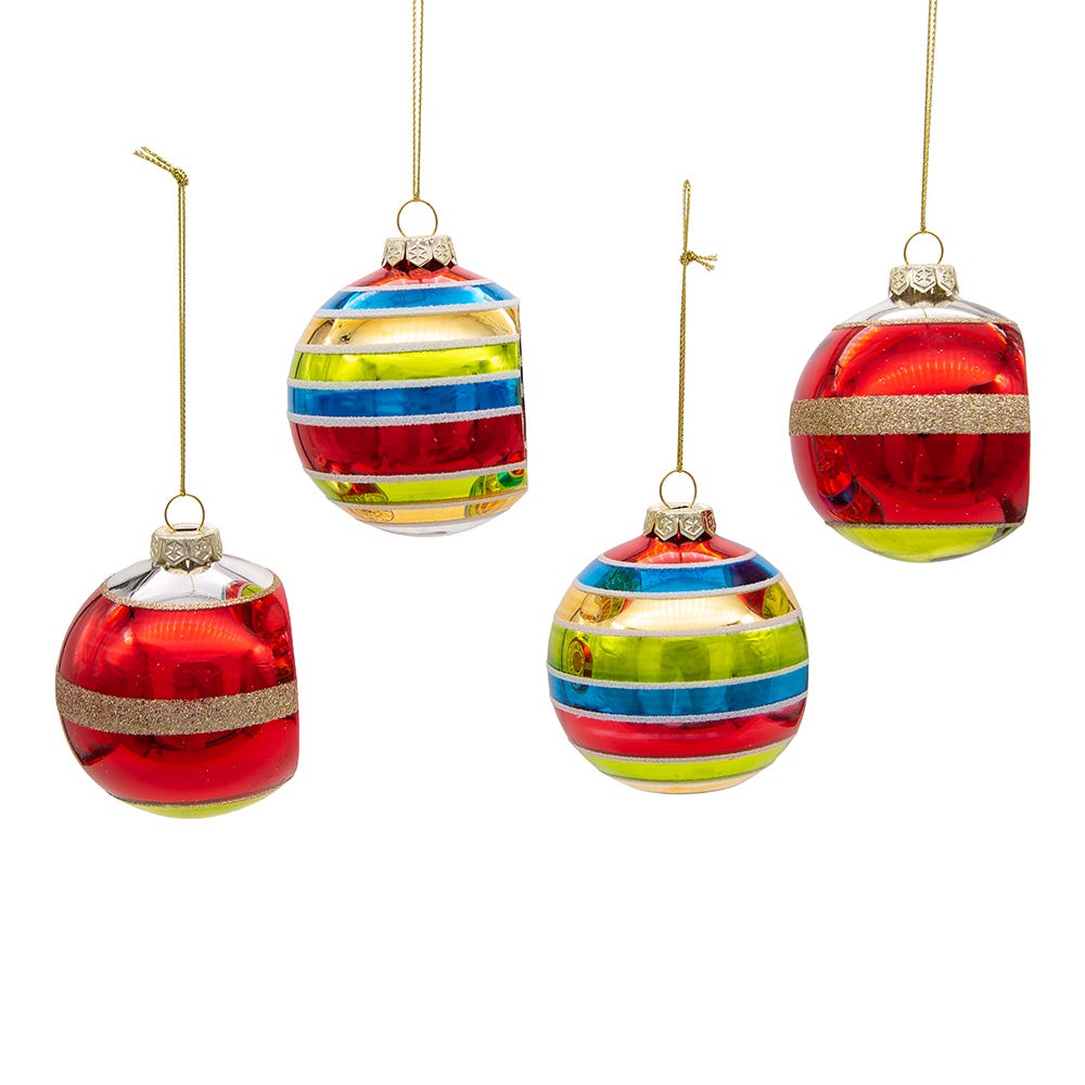 Kurt Adler 75MM Early Years Glass Ornaments, 4 Piece Set